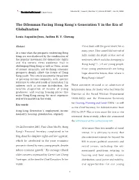 The Dilemmas Facing Hong Kong's Generation Y in the Era Of