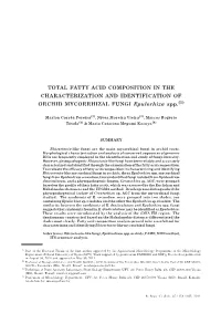 Total Fatty Acid Composition in the Characterization and Identification