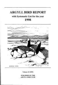 Argyll Bird Report with Sstematic List for the Year