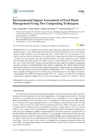 Environmental Impact Assessment of Food Waste Management Using Two Composting Techniques