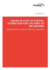Issues in Cost of Capital Estimation for the Port of Melbourne