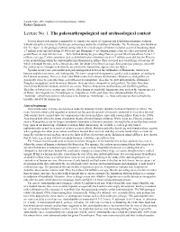 Lecture No. 1. the Paleoanthropological and Archaeological Context
