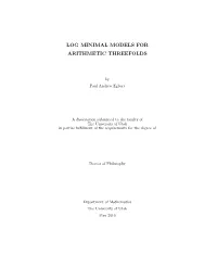 Log Minimal Models for Arithmetic Threefolds