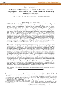 Preference and Performance of Phyllocnistis Citrella Stainton (Lepidoptera: Gracillariidae) on Three Citrus Hosts: Laboratory and Field Assessment