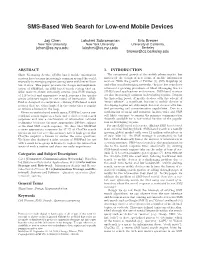 SMS-Based Web Search for Low-End Mobile Devices