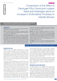 Comparison of the Effect of Oestrogen Plus Foeniculum Vulgare Seed and Oestrogen Alone on Increase in Endometrial Thickness in I