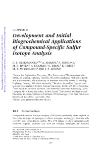 Development and Initial Biogeochemical Applications of Compound-Specific Sulfur Isotope Analysis