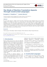 The Study of Machine Translation Aspects Through Constructed Languages