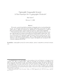 Universally Composable Security: a New Paradigm for Cryptographic Protocols∗