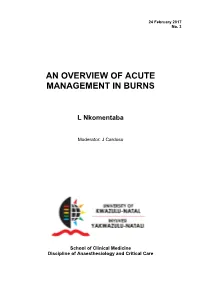 An Overview of Acute Management in Burns