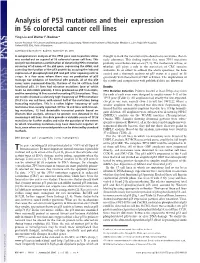 Analysis of P53 Mutations and Their Expression in 56 Colorectal Cancer Cell Lines
