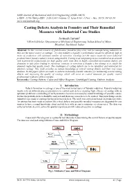 Casting Defects Analysis in Foundry and Their Remedial Measures with Industrial Case Studies