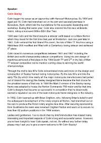 Colin Seeley Colin Began His Career As an Apprentice with Harcourt