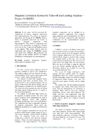 Magnetic Levitation System for Take-Off and Landing Airplane