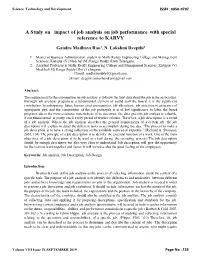 A Study on Impact of Job Analysis on Job Performance with Special Reference to KARVY