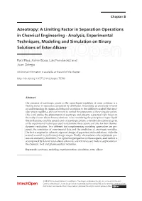 Azeotropy: a Limiting Factor in Separation