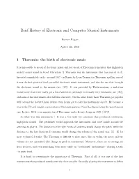 Brief History of Electronic and Computer Musical Instruments