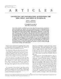 Continuing the Conversation: Questioning the Who, What, and When of Leaning In