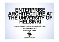 Enterprise Architecture Program at the University of Helsinki