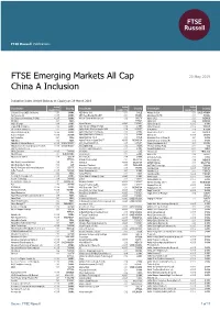 FTSE Emerging Markets All Cap China a Inclusion