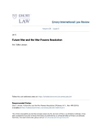 Future War and the War Powers Resolution