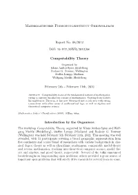 Mathematisches Forschungsinstitut Oberwolfach Computability Theory