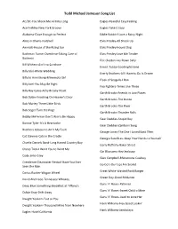 Todd Michael Jameson Song List