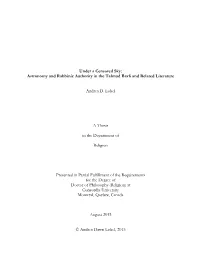 Under a Censored Sky: Astronomy and Rabbinic Authority in the Talmud Bavli and Related Literature