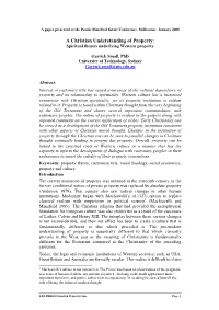 A Christian Understanding of Property: Spiritual Themes Underlying Western Property