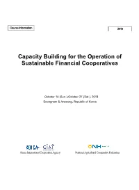 Capacity Building for the Operation of Sustainable Financial Cooperatives