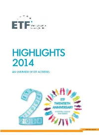 Highlights 2014 an Overview of Etf Activities
