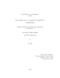 Leveraging Social Coding Websites DISSERTATION Submitted in Partial