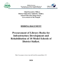 Procurement of Library Books for Infrastructure Development and Rehabilitation of 10 Model Schools of District Sialkot