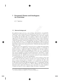 1 Processed Cheese and Analogues: an Overview