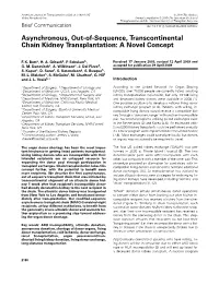 Asynchronous, Out-Of-Sequence, Transcontinental Chain Kidney Transplantation: a Novel Concept