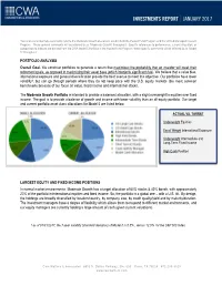 PORTFOLIO ANALYSIS Overall Goal. We Construct Portfolios to Generate