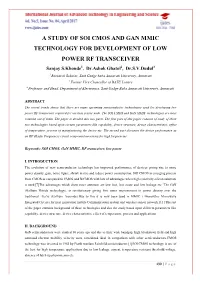 A Study of Soi Cmos and Gan Mmic Technology for Development of Low Power Rf Transceiver