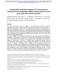 A Temporally Controlled Sequence of X-Chromosome Inactivation and Reactivation Defines Female Mouse in Vitro Germ Cells with Meiotic Potential