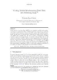 Coding Mobile Synchronizing Petri Nets Into Rewriting Logic⋆
