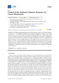 Control of the Antitumor Immune Response by Cancer Metabolism