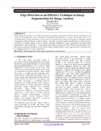 Edge Detection As an Effective Technique in Image Segmentation