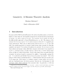 Genericity: a Measurehtheoretic Analysis