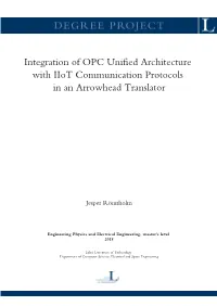 Integration of OPC Unified Architecture with Iiot Communication Protocols in an Arrowhead Translator