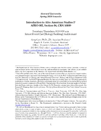Introduction to Afro American Studies I1 AFRO 005, Section 04, CRN 10009
