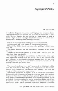 Logological Poetry: an Editorial