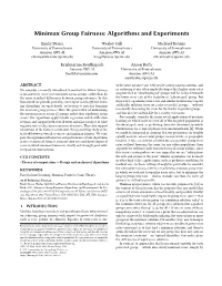 Minimax Group Fairness: Algorithms and Experiments
