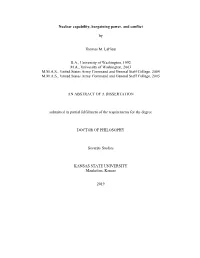 Nuclear Capability, Bargaining Power, and Conflict by Thomas M. Lafleur