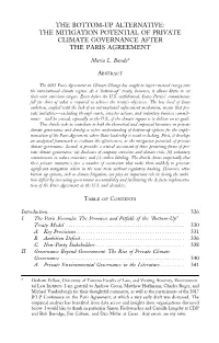 The Bottom-Up Alternative: the Mitigation Potential of Private Climate Governance After the Paris Agreement
