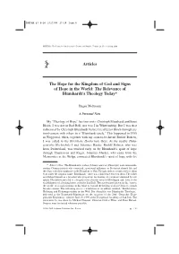 The Relevance of Blumhardt's Theology Today* SPS Articles
