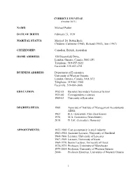 1 CURRICULUM VITAE NAME: Michael Parkin DATE of BIRTH